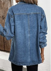 Denim Blue Patchwork Long Sleeve Lapel Coat | thumb picture 