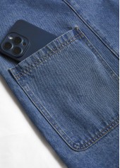 Denim Blue Patchwork Long Sleeve Lapel Coat | thumb picture 