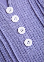 Dusty Purple Embroidery Long Sleeve Split Neck T Shirt | thumb picture 