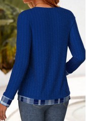 Blue Button Plaid Long Sleeve Fake Two Piece Twinset | thumb picture 