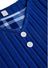 Blue Button Plaid Long Sleeve Fake Two Piece Twinset | thumb picture 