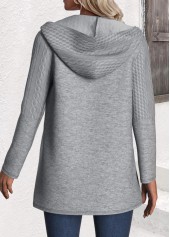 Grey Patchwork Long Sleeve Hooded Coat | thumb picture 