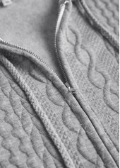 Grey Patchwork Long Sleeve Hooded Coat | thumb picture 