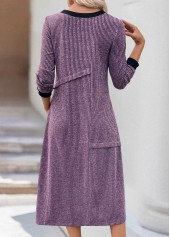 Dusty Purple Tummy Coverage Long Sleeve Round Neck Dress | thumb picture 