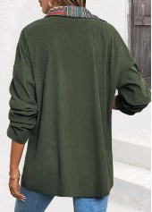 Green Corduroy Tribal Print Long Sleeve Coat | thumb picture 