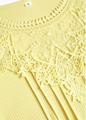 Light Yellow Patchwork Long Sleeve Round Neck T Shirt | thumb picture 