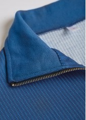 Dusty Blue Zipper Striped Long Sleeve Sweatshirt | thumb picture 