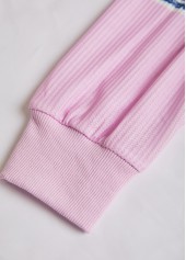 Dusty Blue Zipper Striped Long Sleeve Sweatshirt | thumb picture 