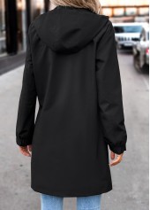 Black Removable Hood Long Sleeve Hooded Trench Coat | thumb picture 