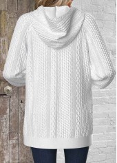 White Split Long Sleeve Pocket Hoodie | thumb picture 