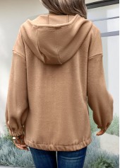 Light Coffee Plush Long Sleeve Hoodie | thumb picture 