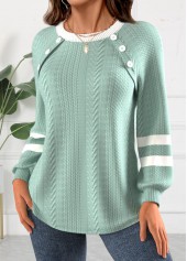 Green Textured Fabric Long Sleeve Round Neck Sweatshirt | thumb picture 