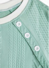 Green Textured Fabric Long Sleeve Round Neck Sweatshirt | thumb picture 