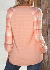 Halloween Dusty Pink Button Long Sleeve Round Neck Sweatshirt