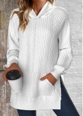 White Split Plus Size Long Sleeve Hoodie | thumb picture 