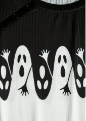 Halloween White Button Long Sleeve Round Neck T Shirt | thumb picture 