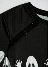 Halloween White Button Long Sleeve Round Neck T Shirt | thumb picture 