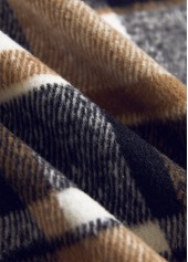 Dark Camel Patchwork Plaid Sleeveless Shirt Collar Waistcoat | thumb picture 