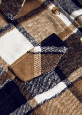 Dark Camel Patchwork Plaid Sleeveless Shirt Collar Waistcoat | thumb picture 