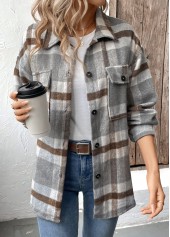 Grey Tummy Coverage Plaid Long Sleeve Coat | thumb picture 