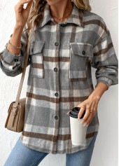 Grey Tummy Coverage Plaid Long Sleeve Coat | thumb picture 