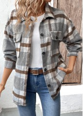 Grey Tummy Coverage Plaid Long Sleeve Coat | thumb picture 