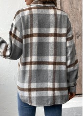 Grey Tummy Coverage Plaid Long Sleeve Coat | thumb picture 