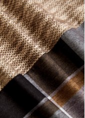 Dark Coffee Patchwork Plaid Long Sleeve Hoodie | thumb picture 