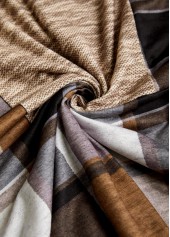 Dark Coffee Patchwork Plaid Long Sleeve Hoodie | thumb picture 