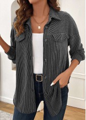 Grey Patchwork Long Sleeve Turn Down Collar Coat