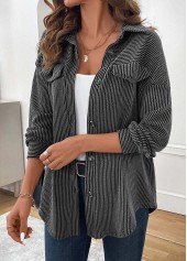 Grey Patchwork Long Sleeve Turn Down Collar Coat