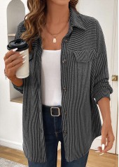 Grey Patchwork Long Sleeve Turn Down Collar Coat