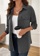 Grey Patchwork Long Sleeve Turn Down Collar Coat