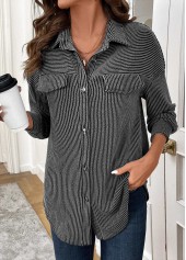 Grey Patchwork Long Sleeve Turn Down Collar Coat