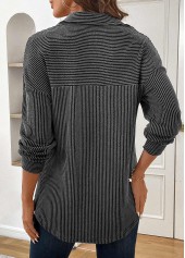 Grey Patchwork Long Sleeve Turn Down Collar Coat