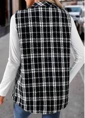 Black Patchwork Plaid Sleeveless Turn Down Collar Waistcoat | thumb picture 