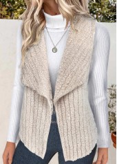 Light Camel Plush Sleeveless Turn Down Collar Waistcoat