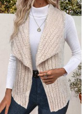 Light Camel Plush Sleeveless Turn Down Collar Waistcoat | thumb picture 