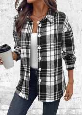 Black Button Plaid Long Sleeve Shirt | thumb picture 