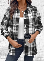 Black Button Plaid Long Sleeve Shirt | thumb picture 