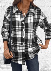 Black Button Plaid Long Sleeve Shirt | thumb picture 