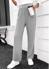 Elastic Waist Grey High Waisted Pants | thumb picture 