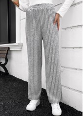 Elastic Waist Grey High Waisted Pants | thumb picture 