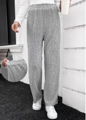 Elastic Waist Grey High Waisted Pants
