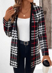Black Patchwork Plaid Long Sleeve Coat