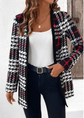 Black Patchwork Plaid Long Sleeve Coat | thumb picture 