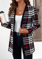 Black Patchwork Plaid Long Sleeve Coat | thumb picture 