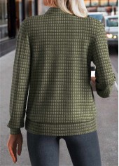 Olive Green Jacquard Long Sleeve Stand Collar Jacket | thumb picture 