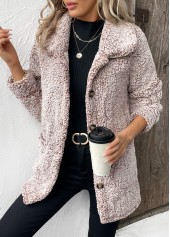 Gray Brown Button Long Sleeve Turn Down Collar Coat | thumb picture 