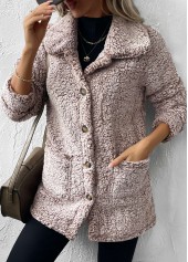 Gray Brown Button Long Sleeve Turn Down Collar Coat | thumb picture 